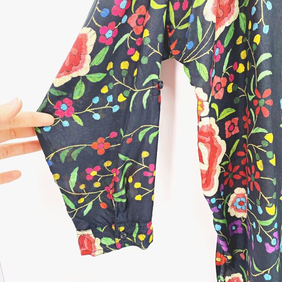 Johnny Was Emby 100% Silk Silk Floral Top - Picture 5 of 15